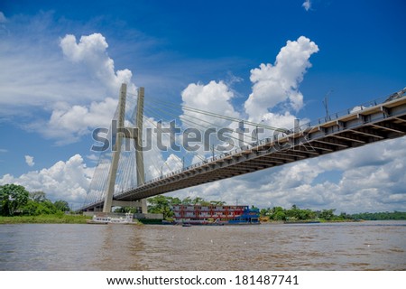 Bridge in Coca, Napo River in Ecuador\'s amazon basin