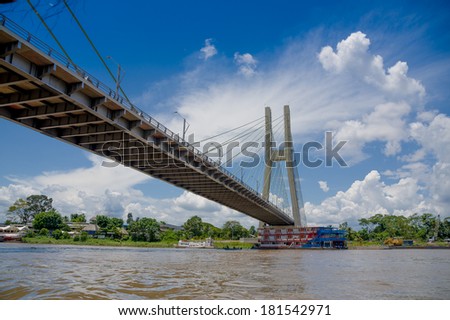 Bridge in Coca, Napo River in Ecuador\'s amazon basin