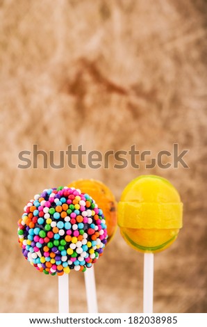Colorful lollipop candy on a stick