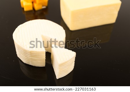round white fresh cheese triangle slice closeup