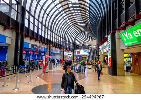 MEDELLIN, COLOMBIA - FEBRUARY 2, 2015: Travelers at the Jose Maria Cordova International Airport of Medellin, the second most important one in Colombia