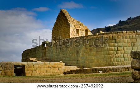 Temple of the Sun in Ingapirca the most important inca archaelogical ruins in Ecuador