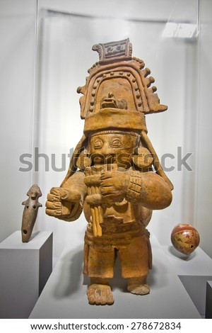 MANABI, ECUADOR - JANUARY 20, 2010: Archaeological piece from an exhibition in Cultural Center Museum, Manta.