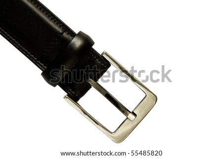 black belt with silver belt bucle isolated on white background