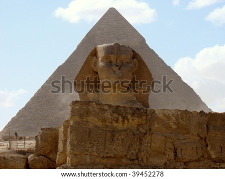 The Great Sphinx and the Pyramid of Khafre, Giza, Egypt