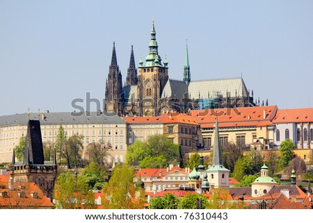 A view of the Prague Castle (Prazsky hrad). Here the Kings of Bohemia, Roman Emperors, presidents of Czechoslovakia and the Czech Republic have had their offices.