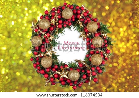 Christmas decoration wreath with golden balls