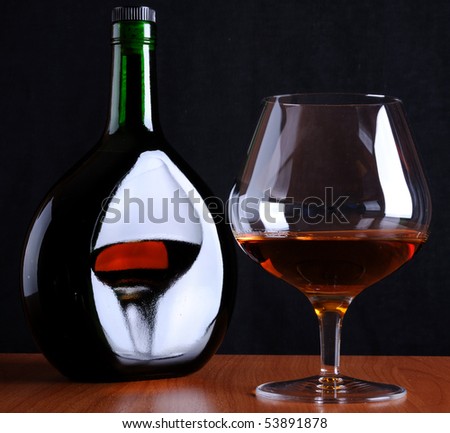 Cognac bottle and glass
