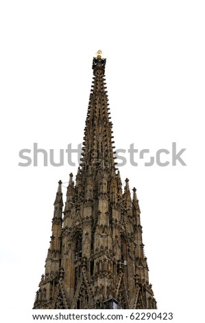 Spire of St.Stephandom cathedral isolated on white