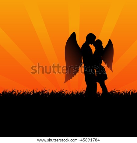 lovers kissing photos. two angel lovers kissing