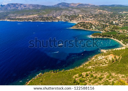 Aerial view on Cassis and Calanque Coast, Southern France