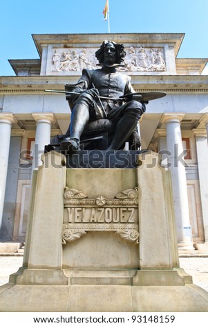 Statue of Velazquez in front of Prado museum, Madrid
