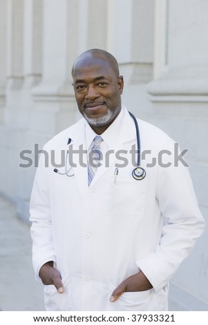 Doctor Standing Outside With Stethoscope Around Neck