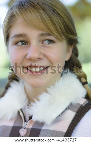Portrait of a Cute Tween Girl Outdoors