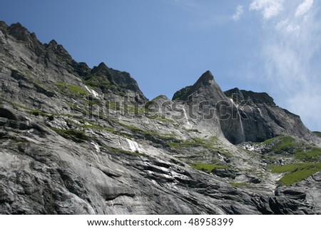 Waterfalls on Grindelwald Glacier, Switzerland Alps