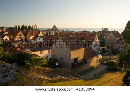 Visby Old House and the Sea on the horizon