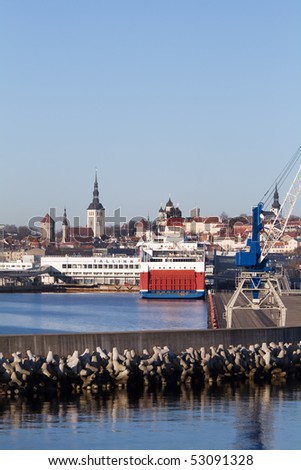 Old town and port terminal panorama