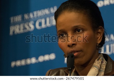 WASHINGTON, DC - APRIL 7, 2015: Author and critic of radical Islam Ayaan Hirsi Ali speaks to a luncheon at the National Press Club.