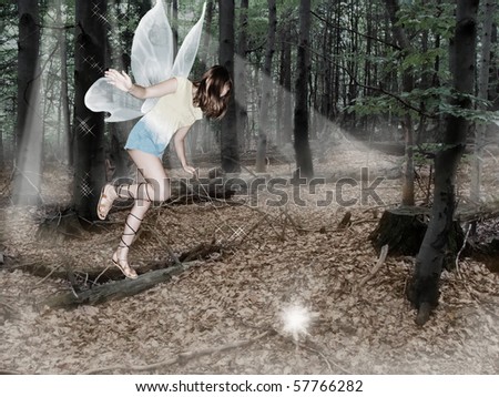 Elf in mystery dark forest