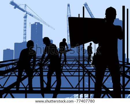 On the construction - five men on the construction