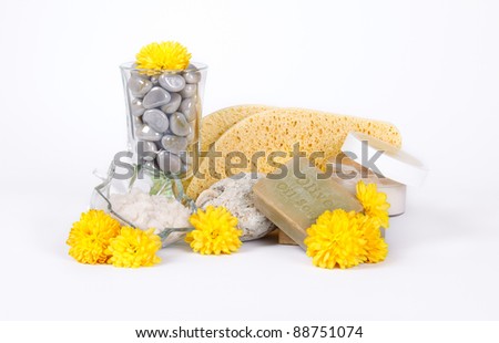 olive oil soap and sponges for spa