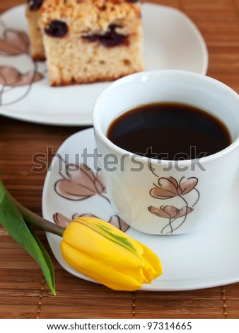 Cup of coffee with cake