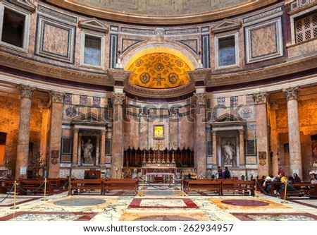 ROME, ITALY - DECEMBER 02, 2014: Roman Pantheon interior.