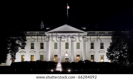 Night view on White House in Washington DC