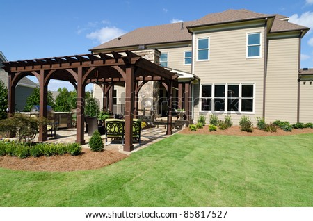 A Large House With Landscaped Backyard Stock Photo 85817527 : Shutterstock