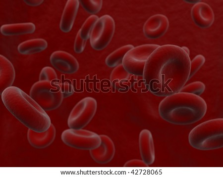 Macro rendering of red blood cells on red