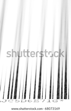 Digital bar code over white background with selective focus