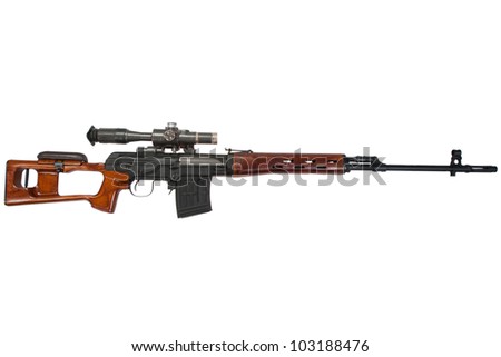stock photo : soviet army sniper rifle SVD by Dragunov with optic sight