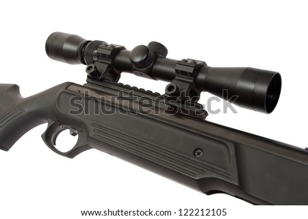 pneumatic air rifle with optical sight isolated on white background