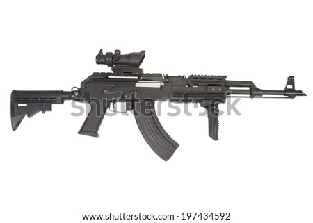 Modern  Kalashnikov AK47 with accessories