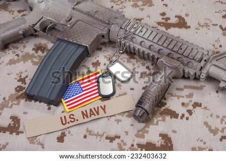 us navy uniform and weapon concept background