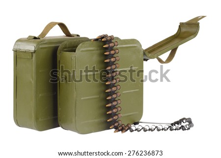 Soviet Maxim gun green ammunition box with machine-gun belt
