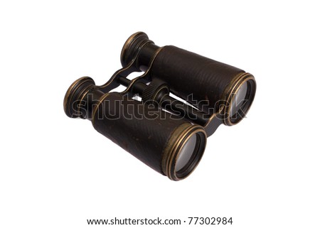 Vintage old binoculars isolated on a white background