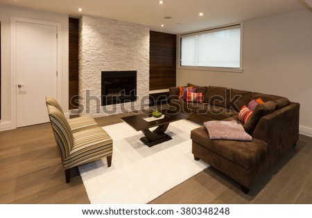 Basement entertainment room in new luxury house