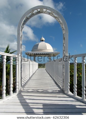 Empty caribbean wedding gazebo in Cuban resort