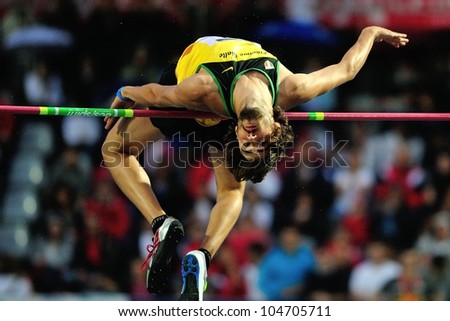 TURIN, ITALY - JUNE 08: Marco Gelati ITA performs high jump during the International Track & Field meeting Memorial Nebiolo 2012 on June 08, 2012 in Turin, Italy.
