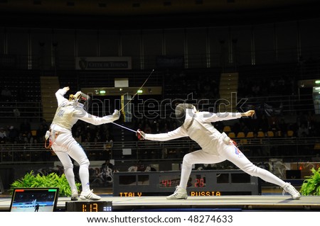 TURIN, FEB 7: Women Foil World Cup, team tournament final match Italy vs Russia on February 7, 2010 in Turin, Italy.