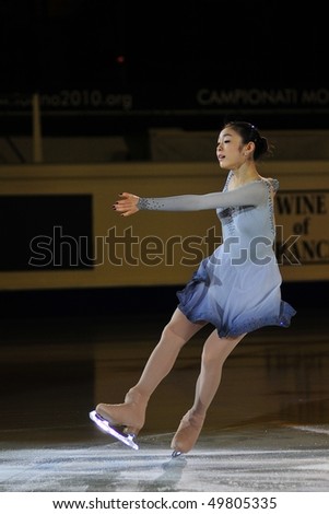 TURIN, ITALY - MARCH 28: Professional skater Yu-Na KIM from South Korea  performs short program during the 2010 World Figure Skating Championship on March 28, 2010 in Turin, Italy.