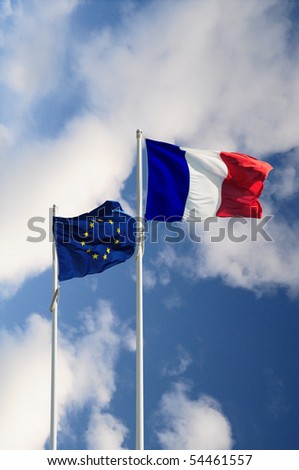 France and European community flags