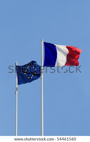 France and European community flags