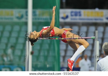 TURIN, ITALY - JUNE 12: Beatrice Lundmark of Suisse perform high jump during the 2010 Memorial Primo Nebiolo track and field athletics international meeting, on June 12, 2010 in Turin, Italy.