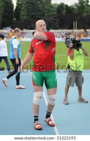 TURIN, ITALY - JUNE 12: Shako Dzmitry of Belarus performs hammer throw during the 2010 Memorial Primo Nebiolo track and field athletics international meeting, on June 12, 2010 in Turin, Italy.