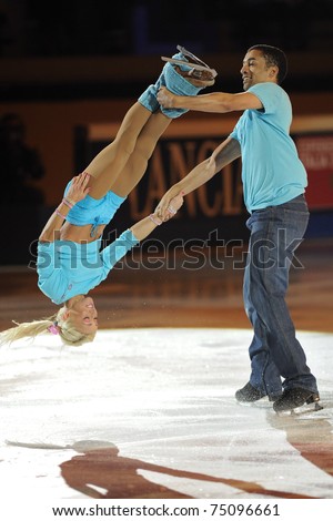 TURIN, ITALY - APRIL 09: Professional skaters Aliona Savchenko-Robin Szolkowy from Germany performs during the 2011 Gran Gala del Ghiaccio on April 09, 2011 in Turin, Italy