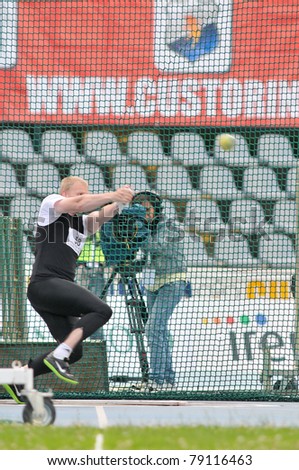 TURIN, ITALY - JUNE 10: Litvinov Sergei (GER) performs hammer throw during the 2011 Memorial Primo Nebiolo track and field athletics international meeting, on June 10, 2011 in Turin, Italy.