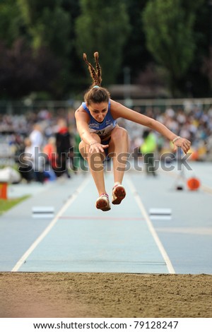 TURIN, ITALY - JUNE 10: Eleonora Delicio (ITA) performs triple jump during the 2011 Memorial Primo Nebiolo track and field athletics international meeting, on June 10, 2011 in Turin, Italy.