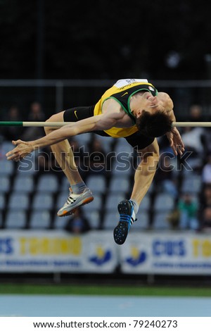 TURIN, ITALY - JUNE 10: Bettinelli Andrea (ITA) performs high jump during the 2011 Memorial Primo Nebiolo track and field athletics international meeting, on June 10, 2011 in Turin, Italy.